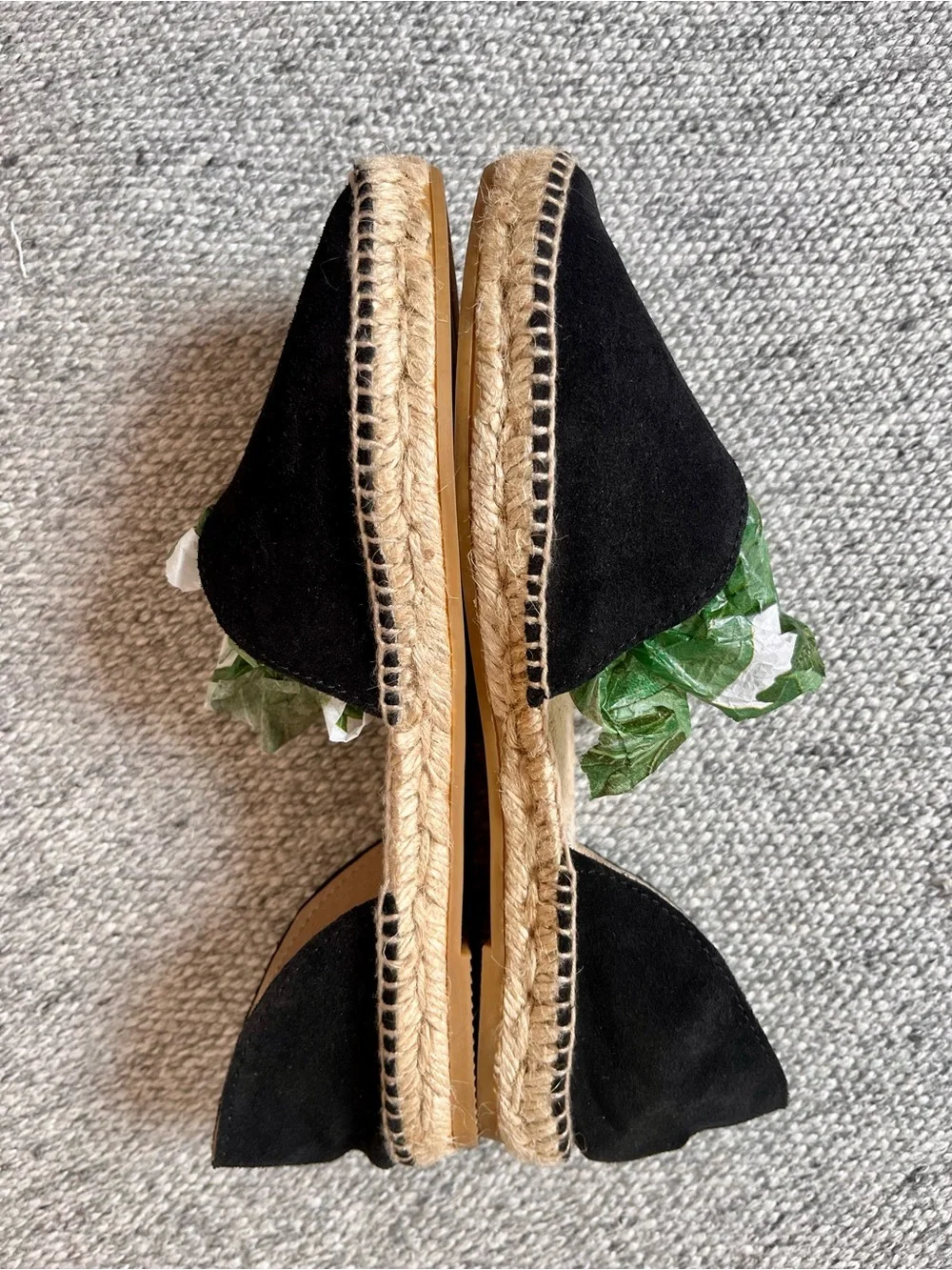 Manebi 38 Hamptons open side espadrille flats black suede US 8